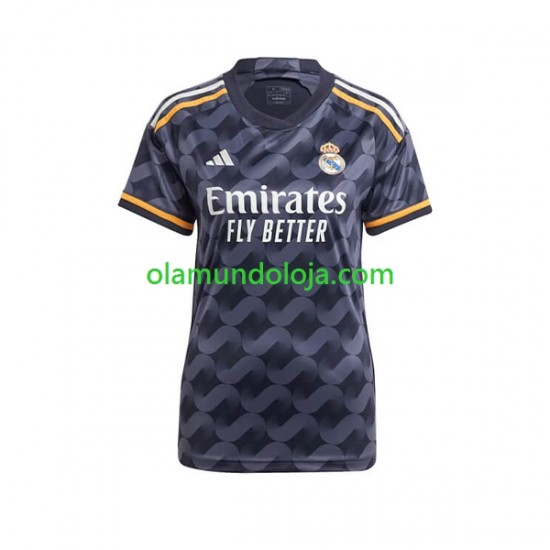 Camisola Real Madrid Mulher Equipamento Segundo 2023-2024 Manga Curta